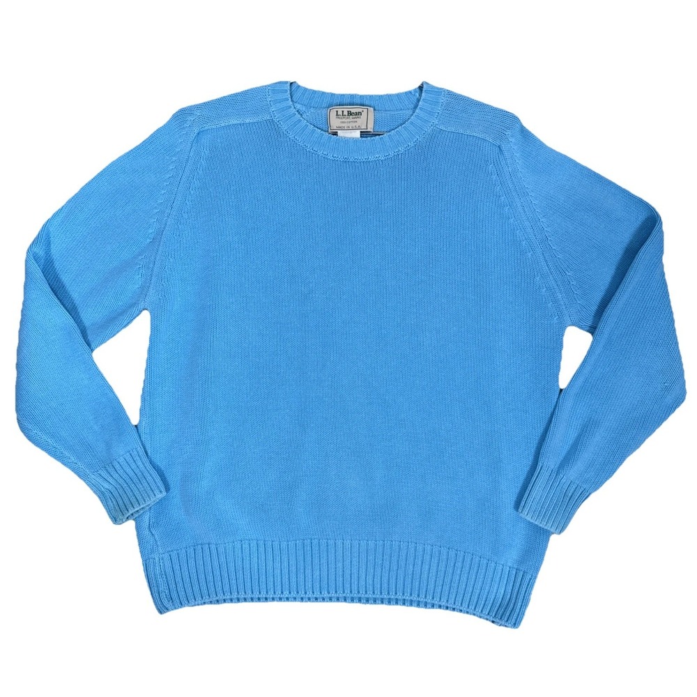 VTG LL Bean 100% Cotton Aqua Pullover Sweater Womens XL Coastalcore Preppy USA - Picture 2 of 10